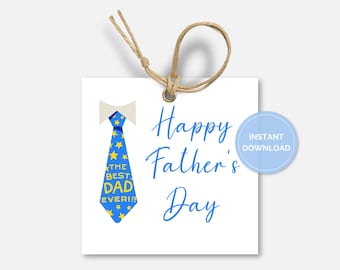 Happy Fathers Day Tag, Printable Square Father's Day Tags, Father's Day Gift Tag, Hang Tag, Bakers Tag, Digital Download