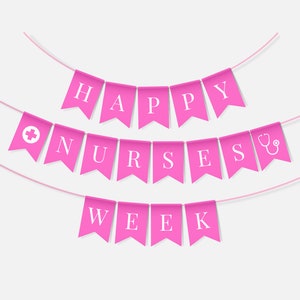 Pink Happy Nurses Week Banner, Nurses Week Printable Bunting Banner, Nurse Appreciation, Nurses Week Ideas, Digital Download