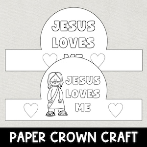 Jesus Loves Me Bible Crown, Printable Faith Crown, Sunday School Craft, Kids Bible Study, Christian Homeschool