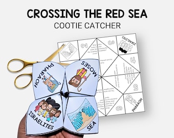 Parting the Red Sea, Moses Bible Story Cootie Catcher, Sunday School Craft, Fortune Teller, VBS Activity Printable, Christian Homeschool
