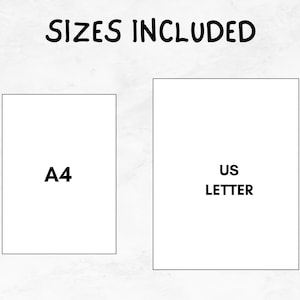 May include: Image showing two paper sizes included in a printable download: A4 and US Letter.