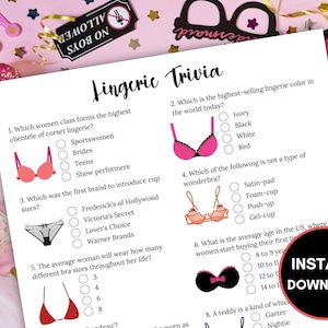 Lingerie Trivia Game, Lingerie Games, Lingerie Shower, Lingerie Party ...