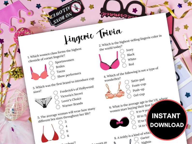 Lingerie Trivia Game, Ladies Night Games, Bridal Wedding Shower, Dirty Bachelorette Party, Adult Galentines Day, Girls Sleepover Icebreaker image 8