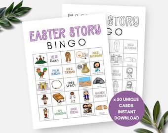 Bingo da História da Páscoa, Cartões de Bingo para Imprimir para a Igreja, Bingo da Quaresma, Bingo da Ressurreição da Semana Santa, Escola Dominical, Páscoa Religiosa