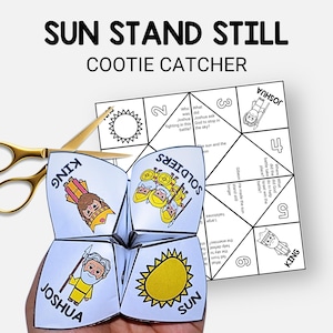 Sun Stand Still, Joshua Cootie Catcher for Kids, Gibeon Story Sunday School Craft, Fortune Teller, VBS Activity, Christian Homeschool