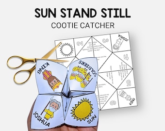 Sun Stand Still, Joshua Cootie Catcher for Kids, Gibeon Story Sunday School Craft, Fortune Teller, VBS Activity, Christian Homeschool