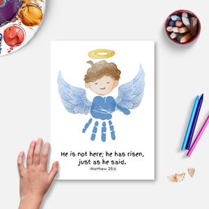 He is Risen Handprint Craft, Printable Christian Easter Handprint Art, Toddler Baby Religious Keepsake, Resurrection Lesson Craft, Holy Week