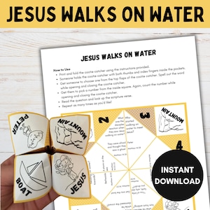 Jesus geht auf das Wasser, Sonntagsschulhandwerk, druckbare Bibelarbeit, Krötenfänger, Bibelunterricht für Kinder, Wahrsager