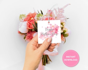 Happy Mothers day Tag, Printable Square Mother's Day Tags, Mother's Day Gift Tag, Hang Tag, Bakers Tag, Digital Download