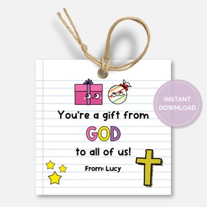 Sunday School Teacher Gift Tag, Printable Bible Study Religious Tags, Christian Teacher, Pastor Appreciation, Church Teacher Tags