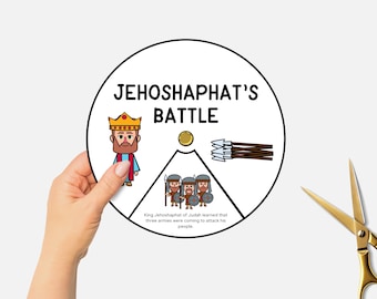 Jehoshaphats Battle, Printable Bible Coloring Wheel, Sunday School Craft, Kids Bible Study, Bible Story Spinning Wheel, Christian Homeschool