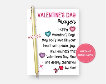 Christian Valentine Tag, Printable Valentines Day Prayer Card, Religious Sunday School Valentine Exchange, Church Staff Gift