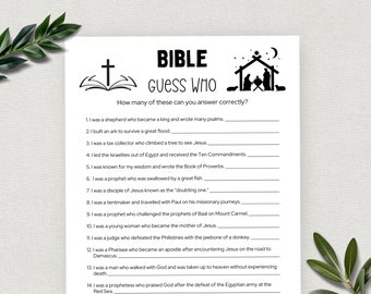Printable Bible Trivia, Guess Who Game, Bible Games, Fun Christian Youth Group Game, Sunday School, Church Study Activity
