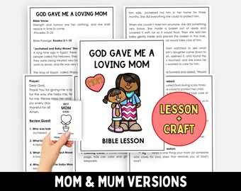 Mother's Day Bible Lesson, Printable Bible Craft for Kids, Baby Moses Bible Story, Christian Sunday School Craft, Keepsake Activity for Mom