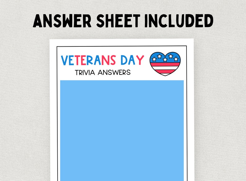 Veterans Riddle Veterans Day Trivia, Fun Printable Veterans Day Game for Kids and ...