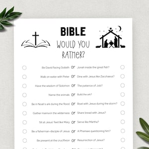 Printable Bible Would You Rather, This or That, Bible Games, Fun Christian Youth Group Game, Sunday School, Church Study Activity