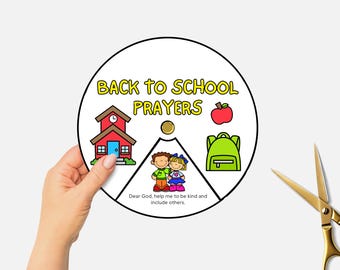 Back to School Prayers, First Day of School Bible Craft, Kids Prayer Coloring Wheel, Church Sunday School, Christian Classroom Spinner Wheel