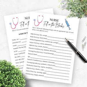 Nurse Fill in the Blanks Fun Game, Nursing Theme, Fun Graduation Printable Game, Student Nurse, Retirement Party, RN Grad, Nurses Week image 2