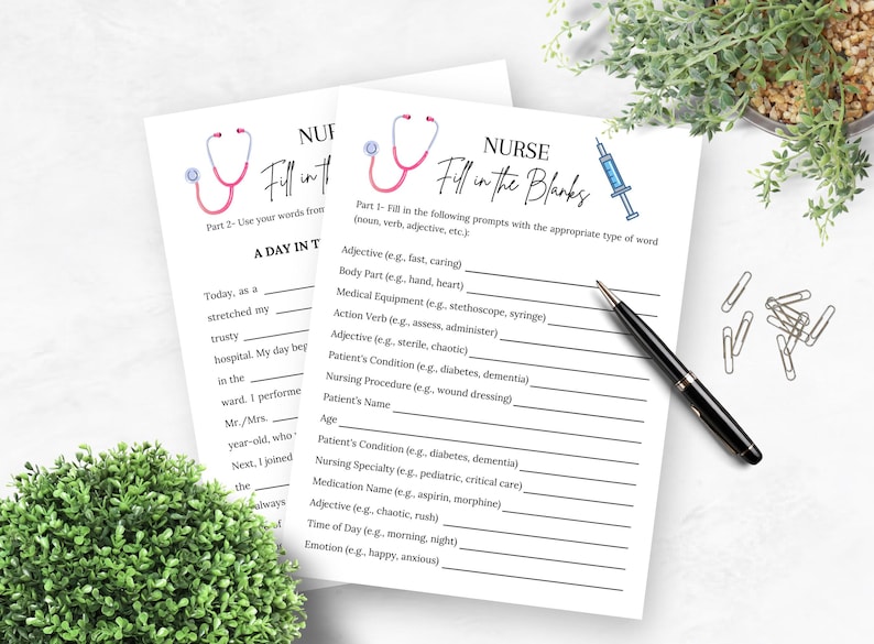 Nurse Fill in the Blanks Fun Game, Nursing Theme, Fun Graduation Printable Game, Student Nurse, Retirement Party, RN Grad, Nurses Week image 2