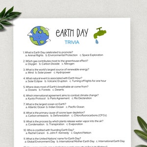 Earth Day Trivia, Printable Earth Day Game, Fun Earth Day Activity, Happy Earth Day, Trivia Questions, Digital Download