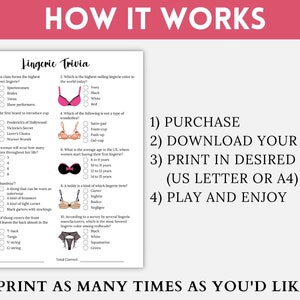Lingerie Trivia Game, Ladies Night Games, Bridal Wedding Shower, Dirty Bachelorette Party, Adult Galentines Day, Girls Sleepover Icebreaker image 3