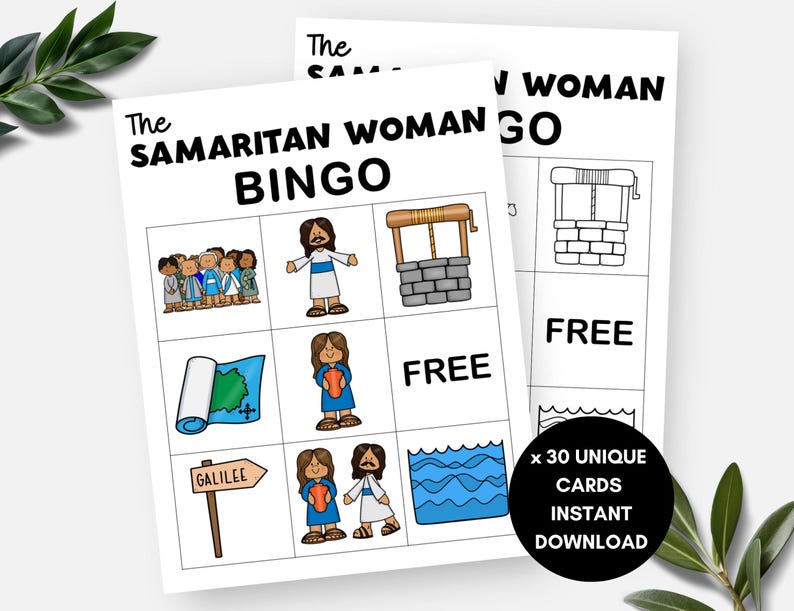 Jesus Talks to a Samaritan Woman, Bible Story Bingo Cards, Woman at the ...