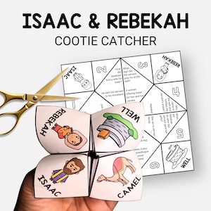 Isaac and Rebekah, Printable Bible Story Cootie Catcher, Easy Sunday School Craft for Kids, Fortune Teller, Rebekah at the Well VBS Activity