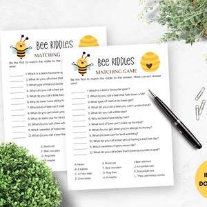 Bee Riddles, Fun Printable Party Game for Kids and Adults, Bee Theme ...