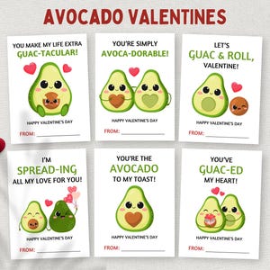 Abacate Valentine, Cartões de Dia dos Namorados para Imprimir em Sala de Aula, Etiquetas para Presentes de Estudantes, Cartões de Dia dos Namorados para Crianças na Escola, Cartões de Dia dos Namorados para Crianças em Idade Pré-Escolar