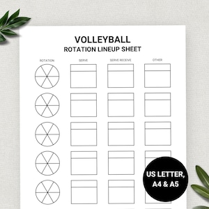 Volleyball Rotation Lineup Sheet, Volleyball Coach, Game Day, Sports Printable Lineup Sheet, Volleyball Formation, US Letter, A4, A5