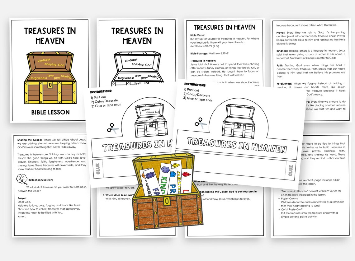 Stored up Treasures in Heaven, Printable Faith Sunday School Crafts ...
