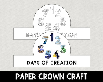7 Days of Creation Bible Crown, Faith Headband, God's Creation Story Genesis Craft, Sunday School, Religious VBS Activity, Kids Ministry