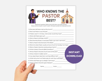 Who Knows the Pastor Best Game, Pastor Appreciation Fun Christian Youth Group Games, Church Activity, Womens Ministry Icebreakers Printable