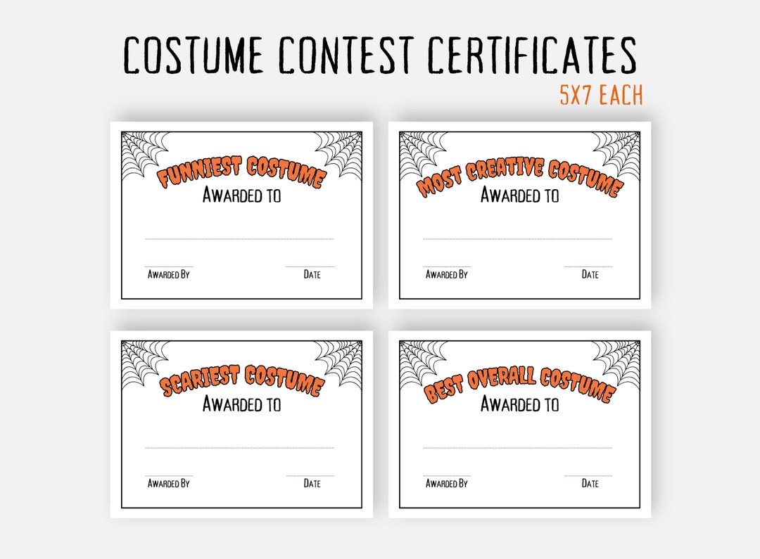 Halloween Costume Contest Awards, Halloween Ballot Certificates ...