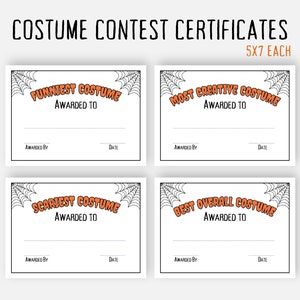 Halloween Costume Contest Awards, Halloween Ballot Certificates, Printable Halloween Prizes, Halloween Costume Party, Costume Contest