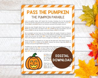 Pass the Pumpkin, Pumpkin Gospel Left Right Game Fall Halloween Bible Game, Fun Children's Church Activity, Pumpkin Parable, Sunday School