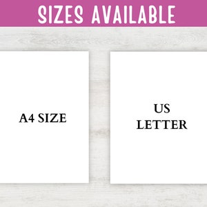 May include: Two white paper sheets with text on them. The left sheet says "A4 SIZE" and the right sheet says "US LETTER".