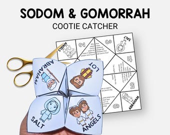 Sodom and Gomorrah, Bible Story Cootie Catcher, Sunday School Craft for Kids, Fortune Teller, VBS Activity, Christian Homeschool Printable
