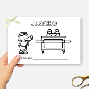 Battle of Jericho, Printable Mini Bible Book, Sunday School Craft, Kids Bible Lesson Coloring Activity, Half Page Bible Story Book
