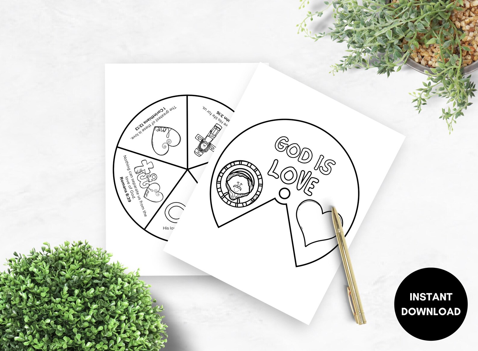 God is Love, Printable Bible Coloring Wheel, Valentines Day Sunday ...