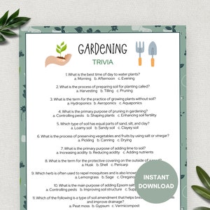 Gardening Trivia Game, Spring Trivia, Garden Party, Printable Gardener Activity, Icebreaker, Green Thumb Quiz, Digital Download