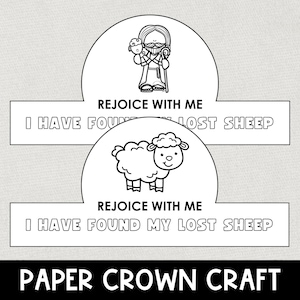 The Lost Sheep Bible Crown, Printable Jesus&#39; Parables Faith Crown, Easy Sunday School Craft, Kids Bible Study, Christian Homeschool