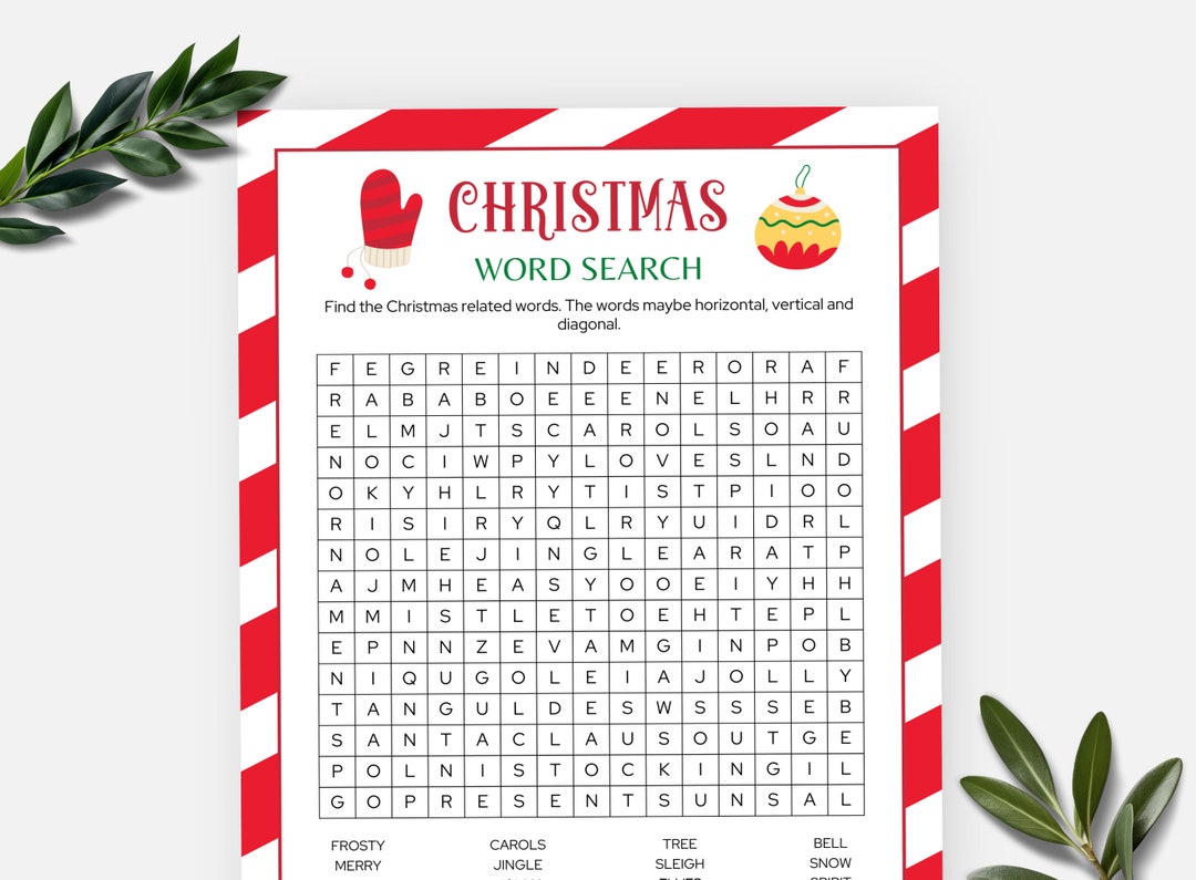 Christmas Word Search, Fun Holiday Game for Kids and Adults, Printable ...
