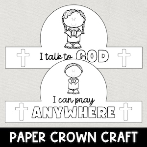 Prayer Bible Craft, Printable I can Pray Faith Crown, Kids Prayer Activity, Sunday School Bible Lesson, Christian Prayer, Church VBS Craft