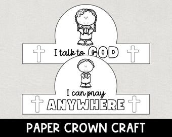 Prayer Bible Craft, Printable I can Pray Faith Crown, Kids Prayer Activity, Sunday School Bible Lesson, Christian Prayer, Church VBS Craft