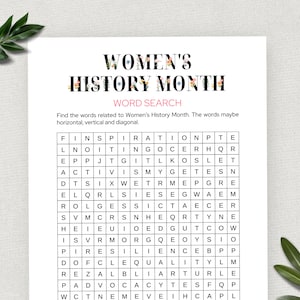 Women's History Word Search Game, Printable International Women's Day ...