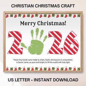 Christian Christmas Handprint Art, 2026 Religious Handprint Craft Printable, Easy Kids Church Craft, Toddler Keepsake, Winter Activity