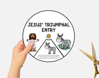 Palm Sunday Bible Lesson, Triumphal Entry, Printable Holy Week Coloring Wheel, Sunday School Craft, The Easter Story, Christian Easter
