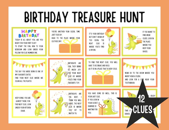 Dinosaur Birthday Scavenger Hunt, Indoor Treasure Hunt Clues for Kids, Printable Dino Birthday Party Game, Fun Home Scavenger Hunt