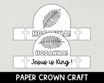 Couronne biblique du dimanche des Rameaux, couronne imprimable de la foi Hosanna, artisanat facile de la semaine sainte, école du dimanche, Jésus est roi, entrée triomphale activité de Pâques